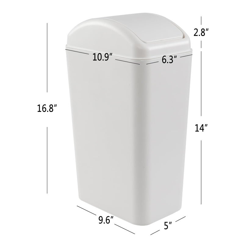Cand 14 L Small Plastic Garbage Can, Slim Swing Lid Trash Bins, Light Grey - Image 2